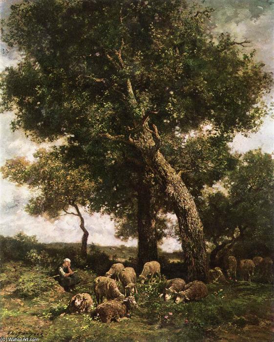 Wikioo.org - The Encyclopedia of Fine Arts - Painting, Artwork by Charles Émile Jacque - On the Pasture