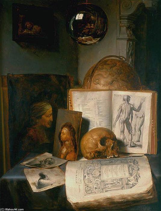 Wikioo.org - The Encyclopedia of Fine Arts - Painting, Artwork by Simon Luttichuijs - Vanitas Still-Life with a Skull