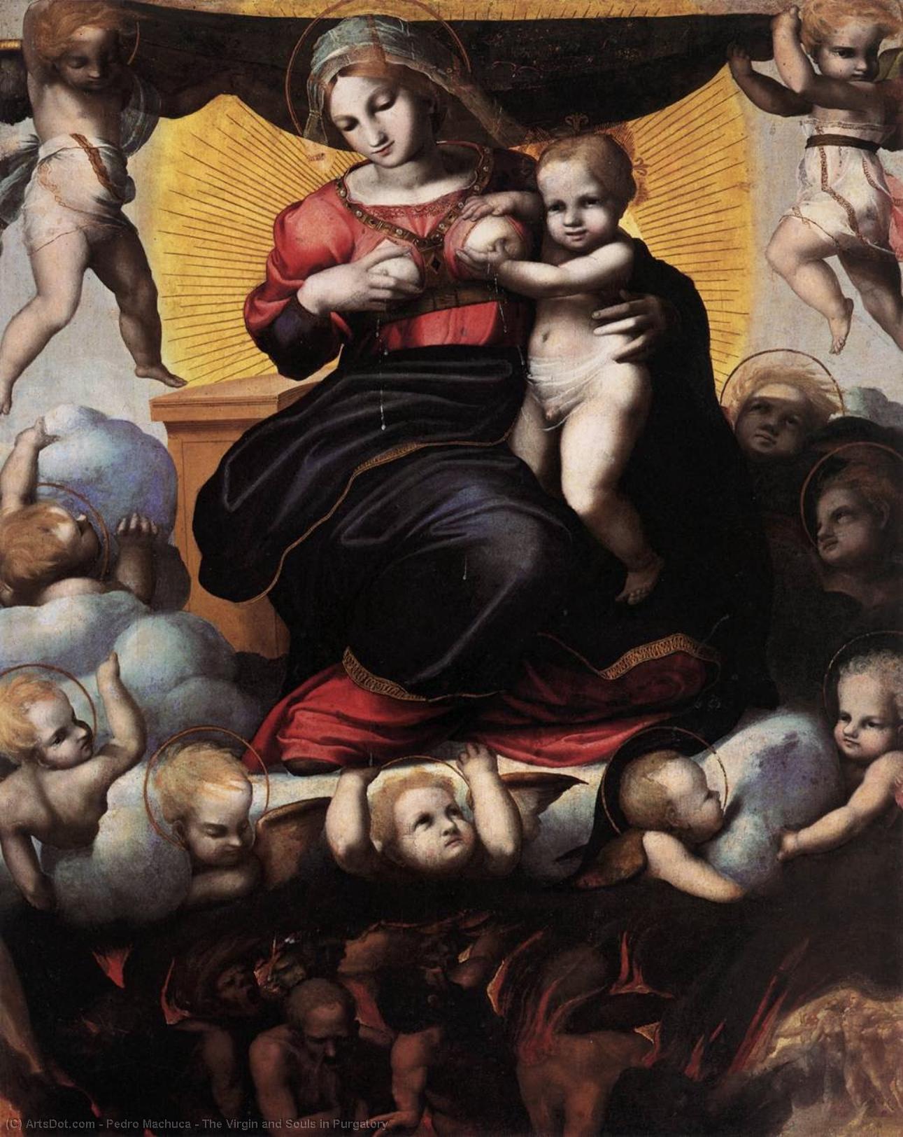 WikiOO.org - Encyclopedia of Fine Arts - Lukisan, Artwork Pedro Machuca - The Virgin and Souls in Purgatory