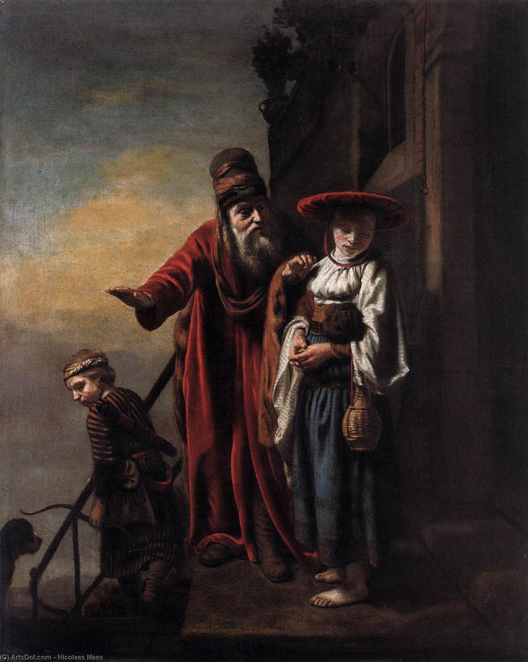 WikiOO.org - Enciclopedia of Fine Arts - Pictura, lucrări de artă Nicolaes Maes - Abraham Dismissing Hagar and Ishmael