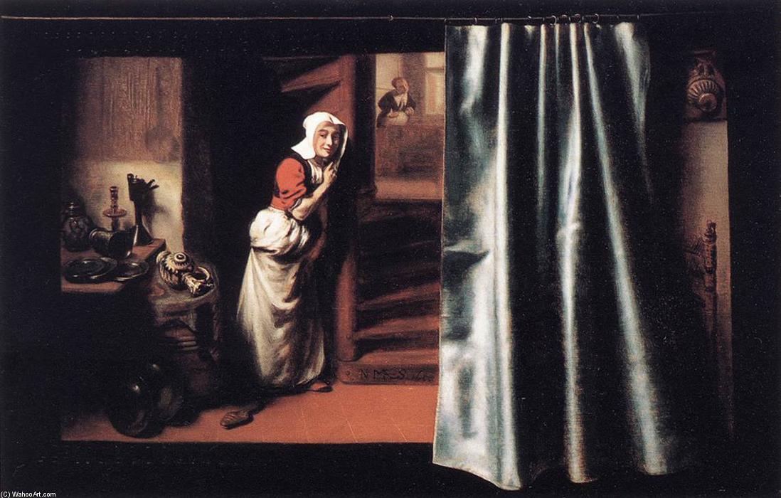 WikiOO.org - Enciclopedia of Fine Arts - Pictura, lucrări de artă Nicolaes Maes - Eavesdropper with a Scolding Woman