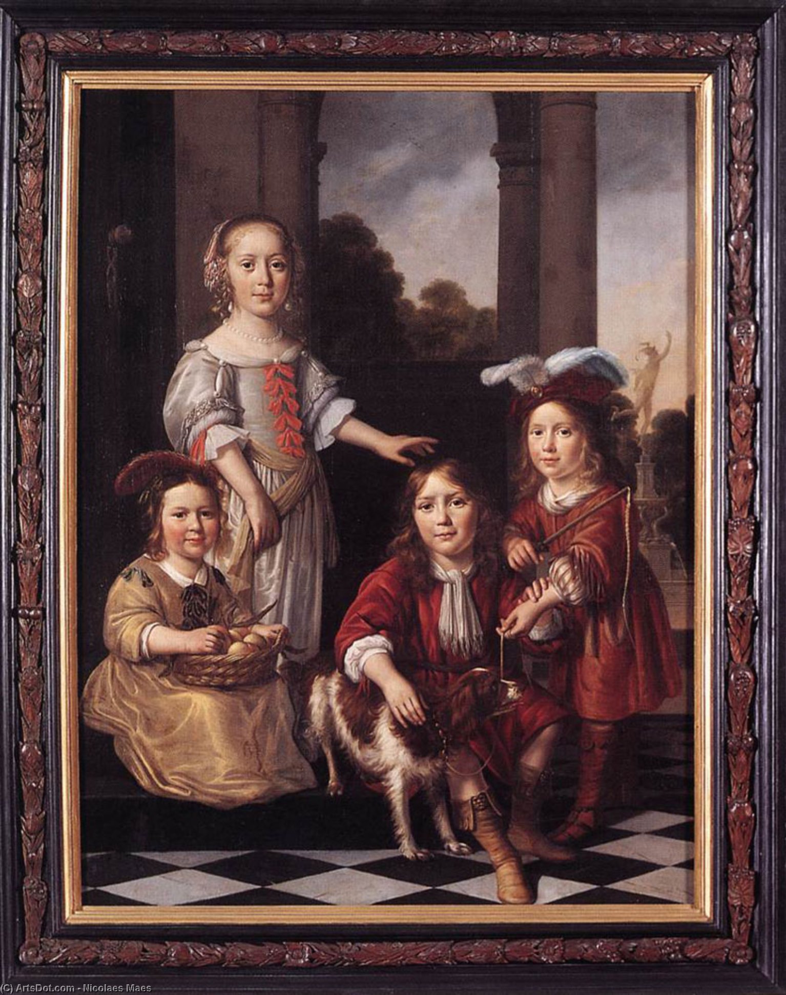 Wikioo.org - The Encyclopedia of Fine Arts - Painting, Artwork by Nicolaes Maes - Portrait of Four Children