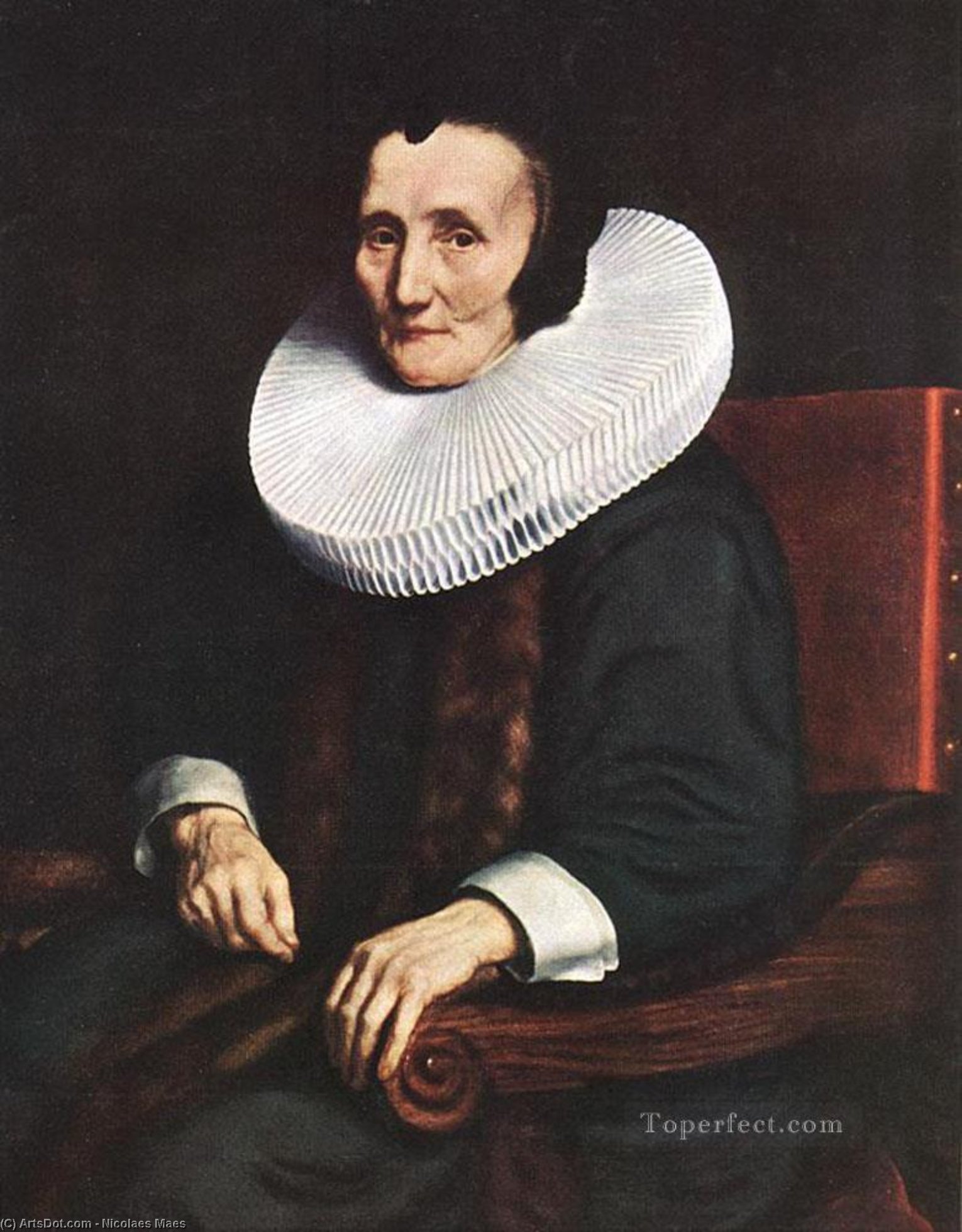 Wikioo.org - The Encyclopedia of Fine Arts - Painting, Artwork by Nicolaes Maes - Portrait of Margaretha de Geer, Wife of Jacob Trip