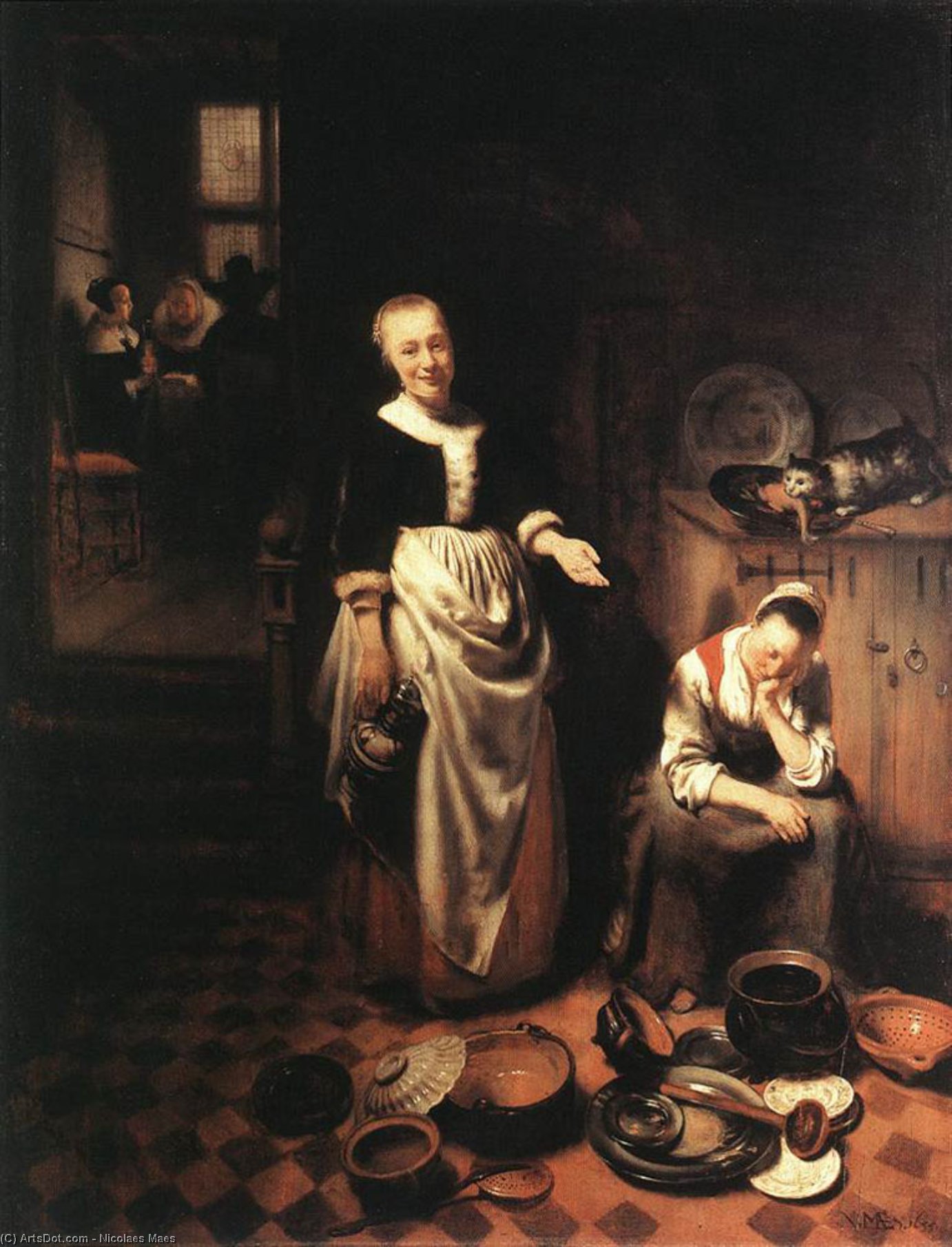 Wikioo.org - The Encyclopedia of Fine Arts - Painting, Artwork by Nicolaes Maes - The Idle Servant