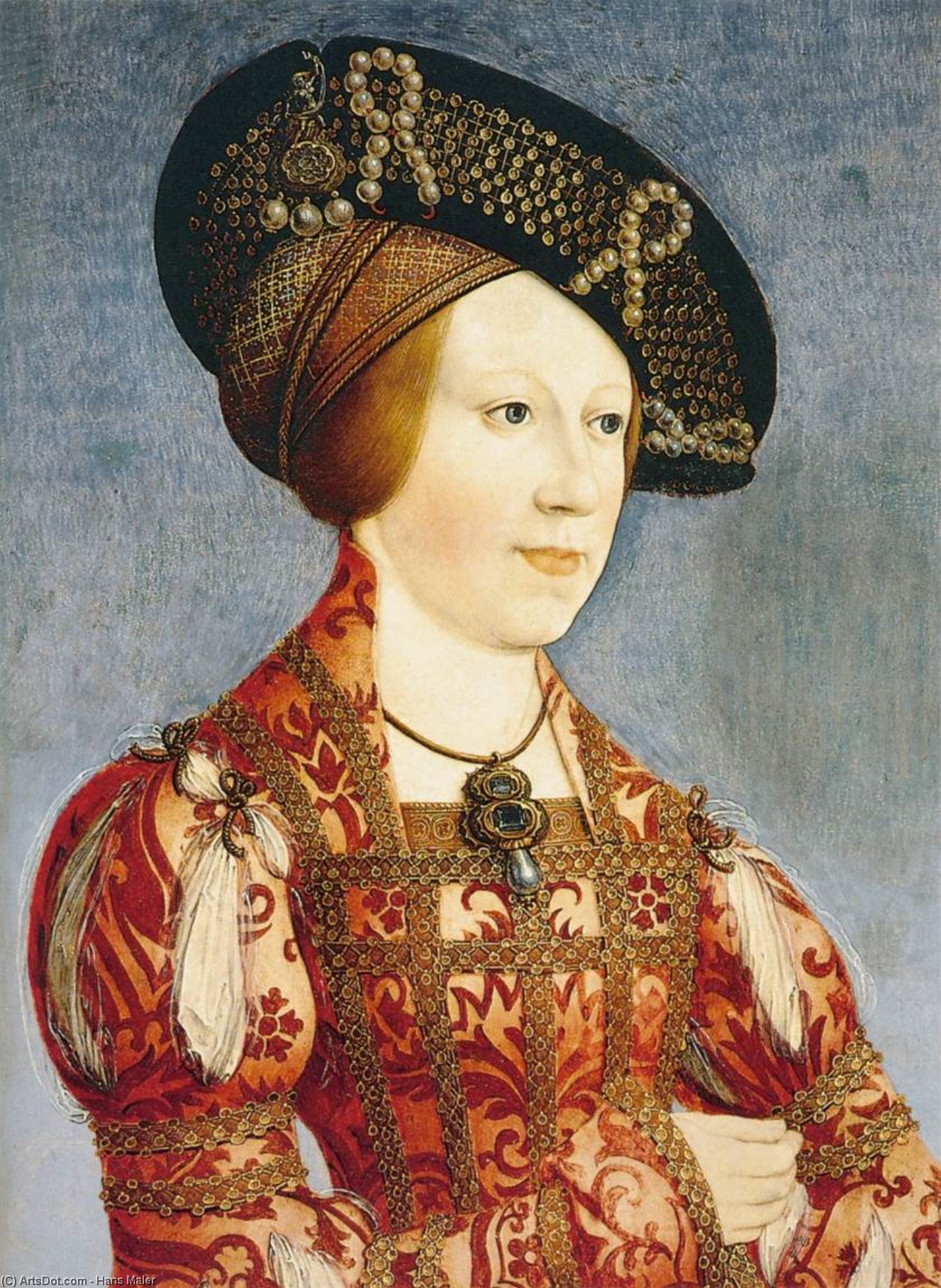 Wikioo.org - Bách khoa toàn thư về mỹ thuật - Vẽ tranh, Tác phẩm nghệ thuật Hans Maler - Queen Anne of Hungary and Bohemia