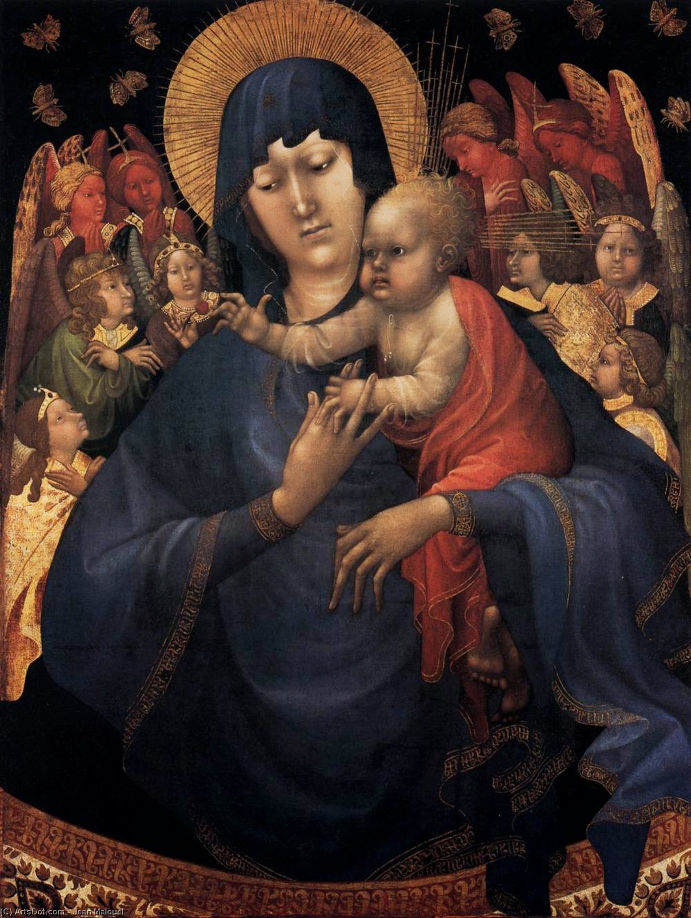WikiOO.org – 美術百科全書 - 繪畫，作品 Jean Malouel - 圣母子 与  天使