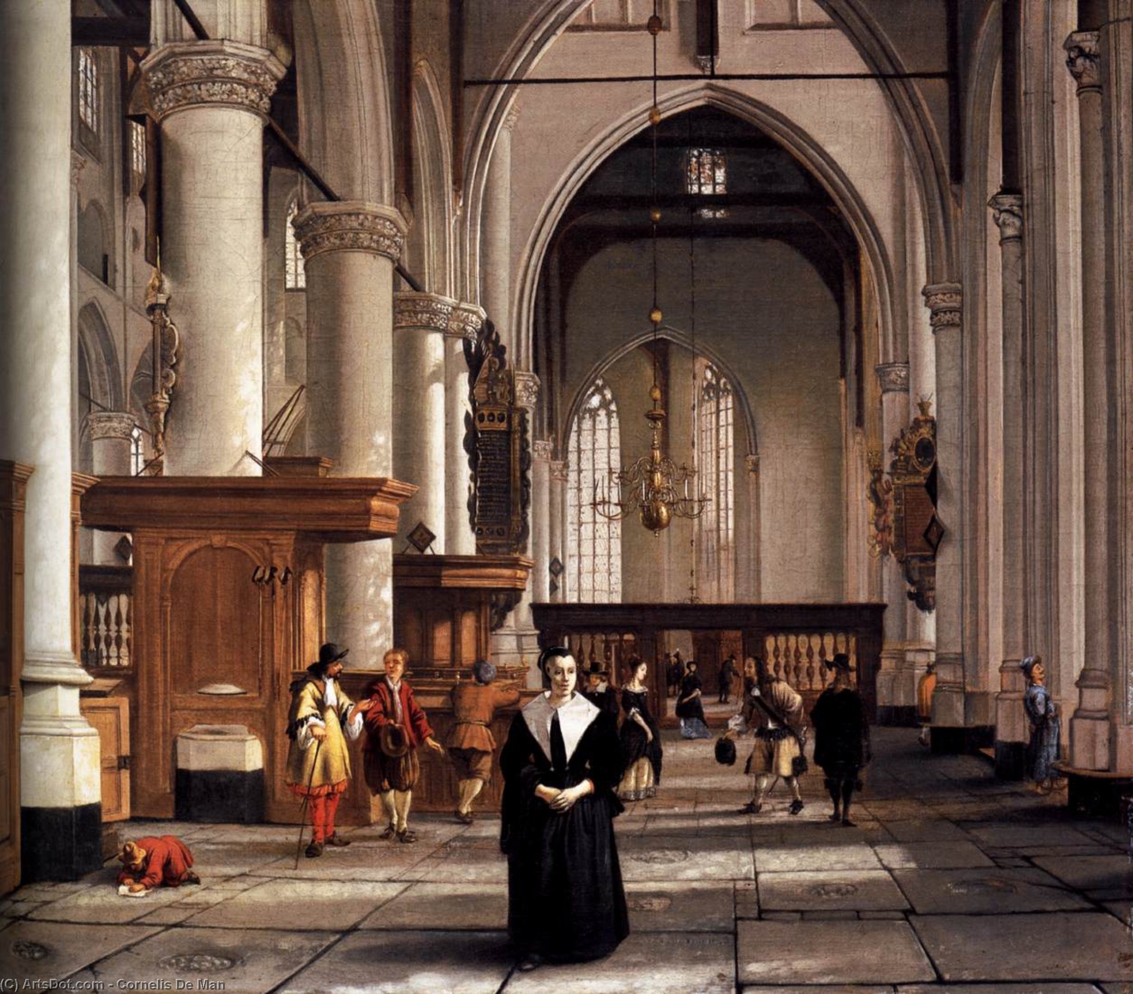 Wikioo.org - สารานุกรมวิจิตรศิลป์ - จิตรกรรม Cornelis De Man - Interior of the Laurenskerk, Rotterdam