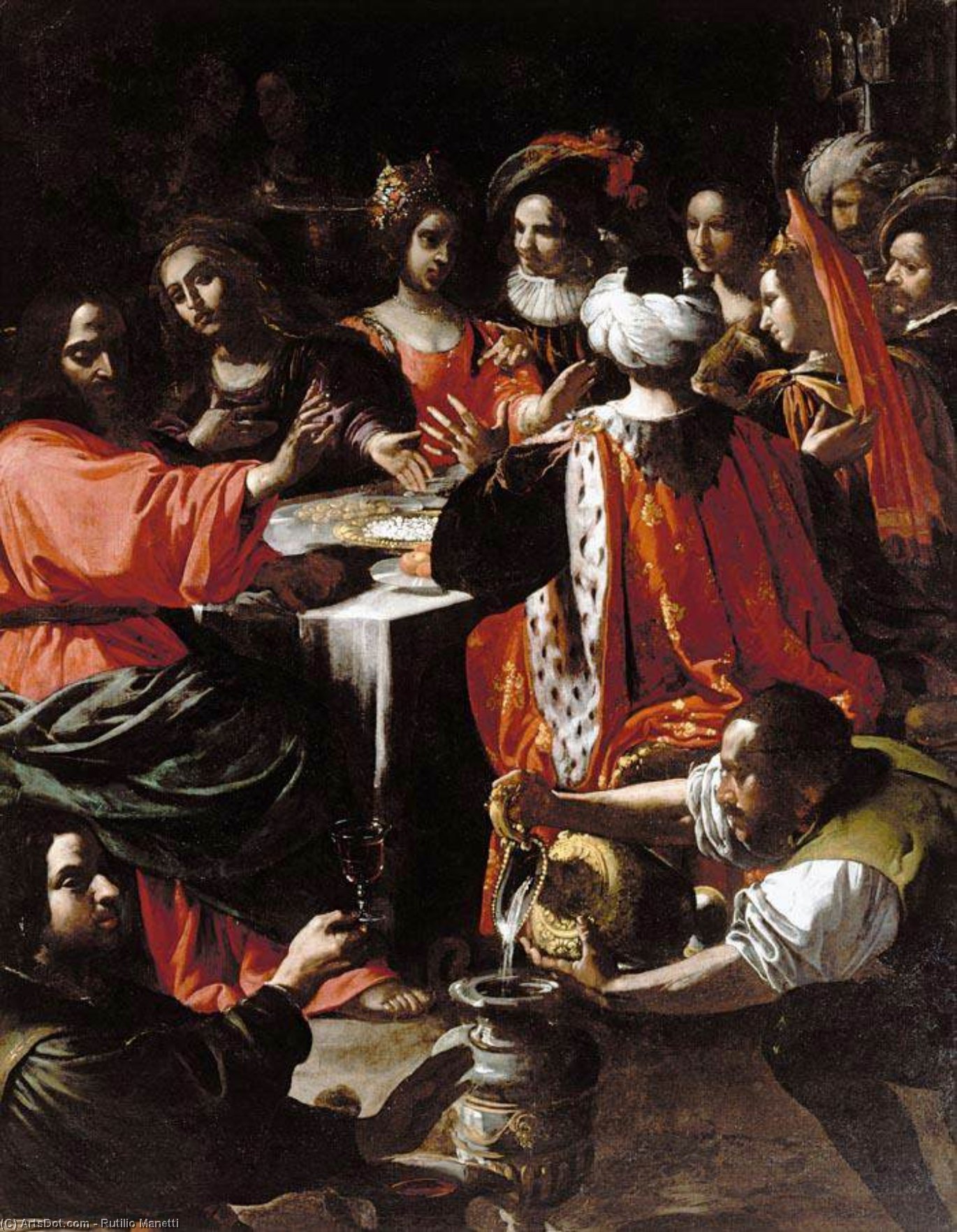 Wikioo.org - The Encyclopedia of Fine Arts - Painting, Artwork by Rutilio Manetti - Wedding Feast at Cana