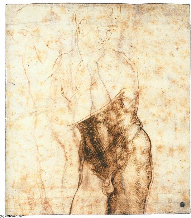 Wikioo.org – L'Enciclopedia delle Belle Arti - Pittura, Opere di Michelangelo Buonarroti - Studi per Cristo risorto (recto)