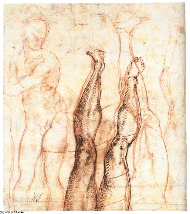 WikiOO.org - Güzel Sanatlar Ansiklopedisi - Resim, Resimler Michelangelo Buonarroti - Studies for The Risen Christ (verso)