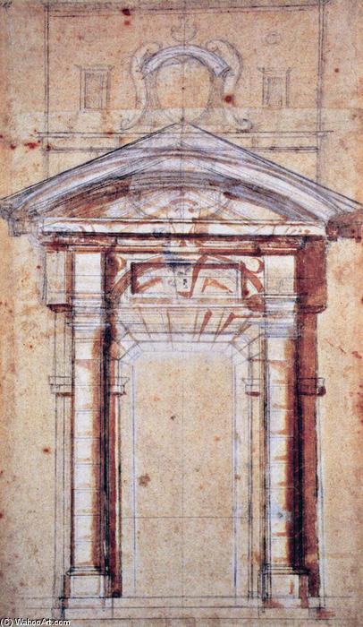 WikiOO.org - Encyclopedia of Fine Arts - Festés, Grafika Michelangelo Buonarroti - Study for Porta Pia