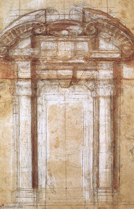 Wikioo.org – L'Enciclopedia delle Belle Arti - Pittura, Opere di Michelangelo Buonarroti - Studio per la porta pia