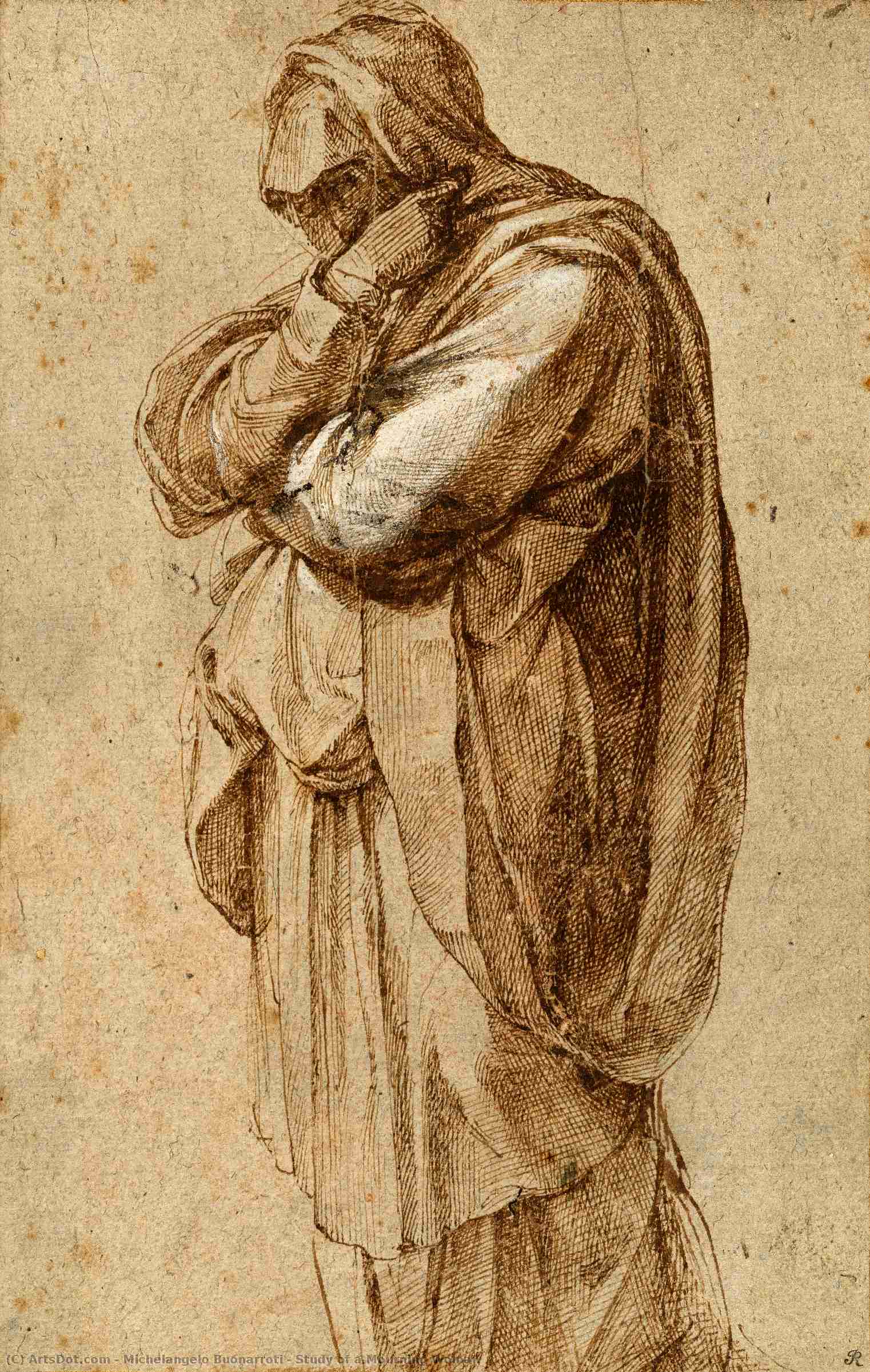 WikiOO.org - Encyclopedia of Fine Arts - Maleri, Artwork Michelangelo Buonarroti - Study of a Mourning Woman