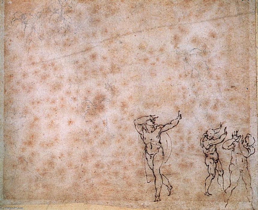 WikiOO.org - Encyclopedia of Fine Arts - Lukisan, Artwork Michelangelo Buonarroti - Study of Nude Figures