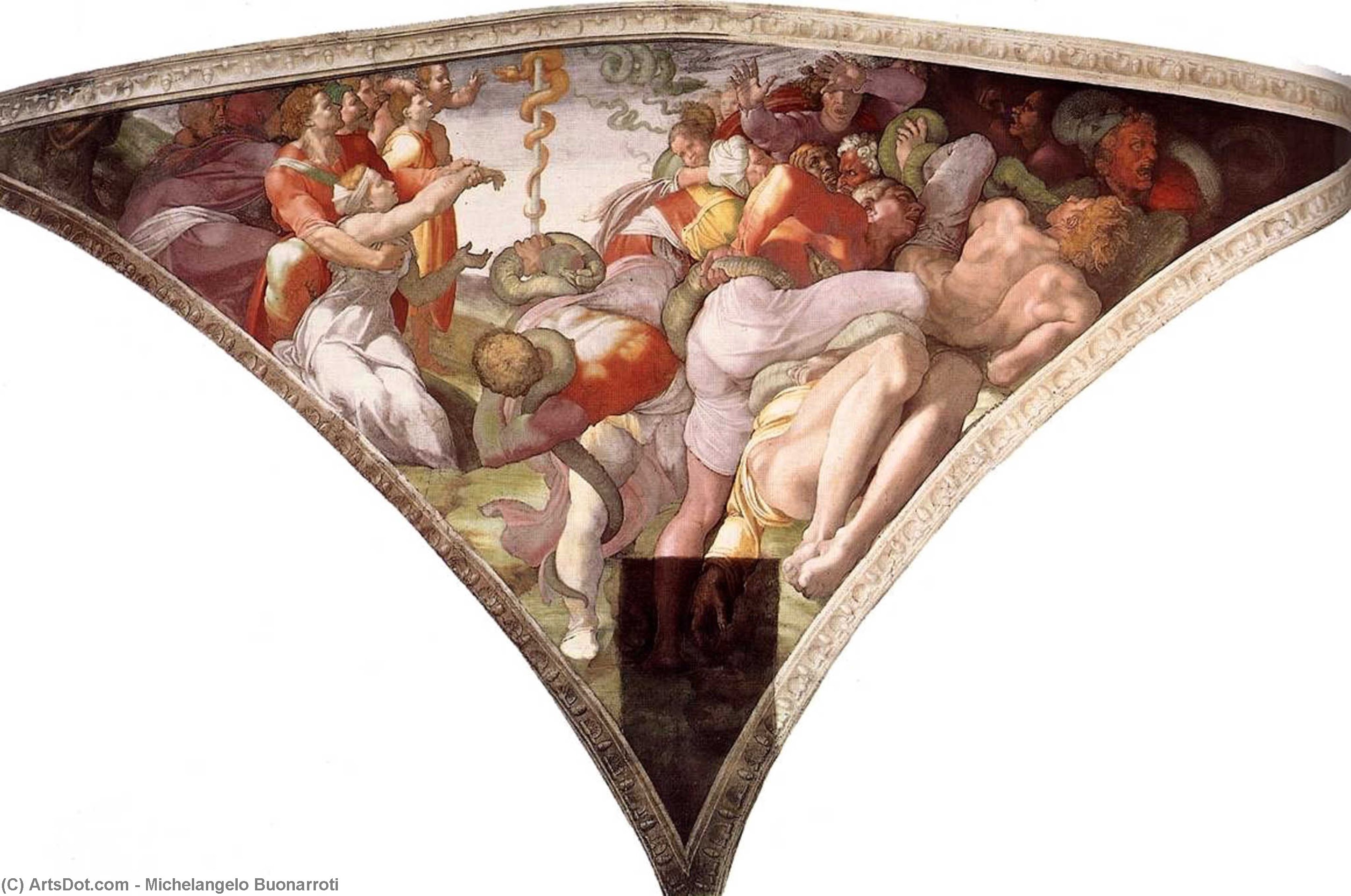 Wikioo.org – L'Enciclopedia delle Belle Arti - Pittura, Opere di Michelangelo Buonarroti - Il serpente di bronzo