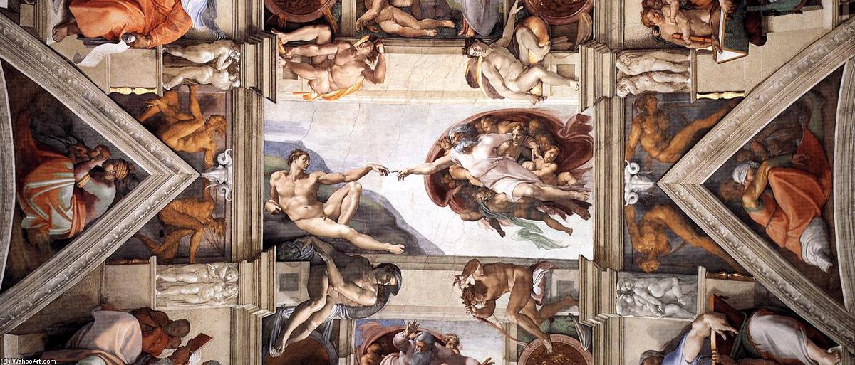 WikiOO.org - אנציקלופדיה לאמנויות יפות - ציור, יצירות אמנות Michelangelo Buonarroti - The ceiling (detail)