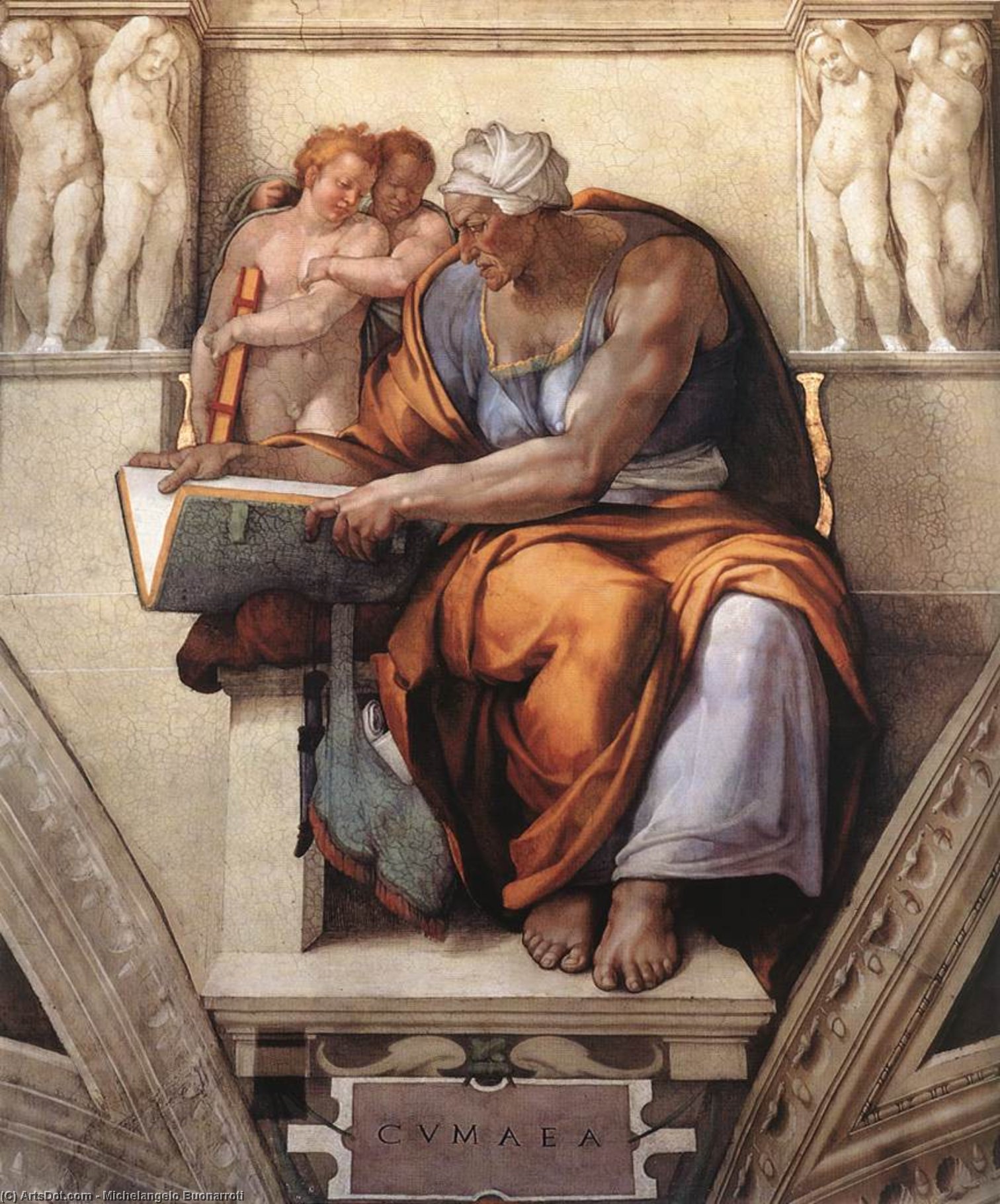Wikioo.org – L'Enciclopedia delle Belle Arti - Pittura, Opere di Michelangelo Buonarroti - La Sibilla Cumana