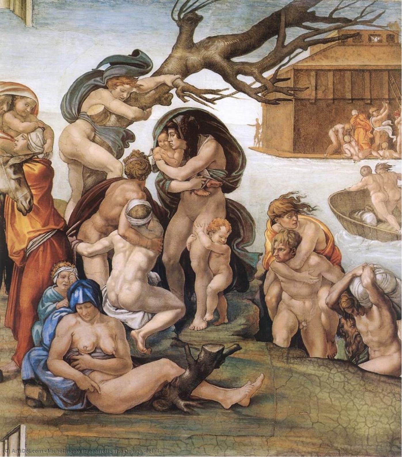 Wikioo.org – La Enciclopedia de las Bellas Artes - Pintura, Obras de arte de Michelangelo Buonarroti - el diluvio Detalle