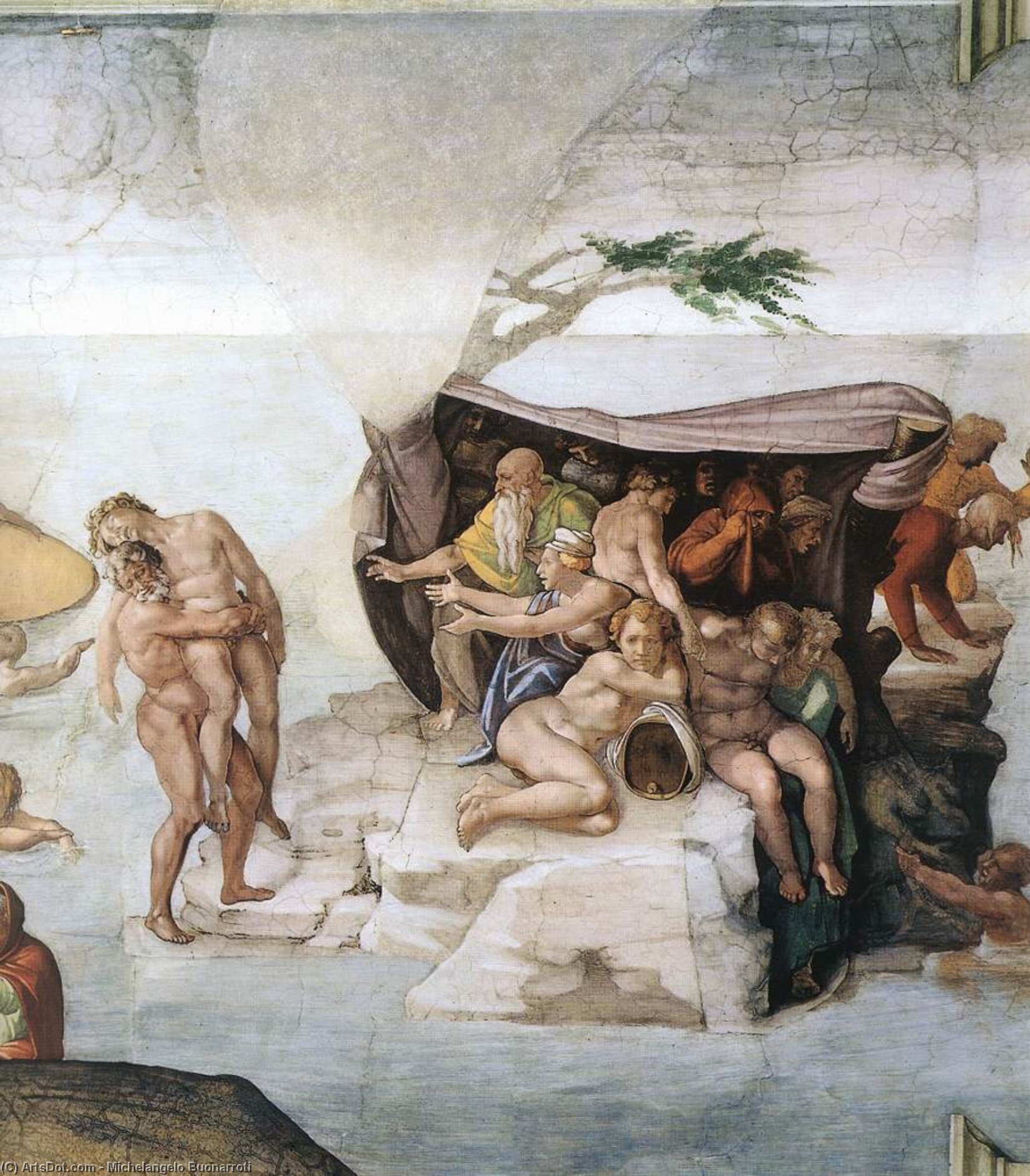 WikiOO.org – 美術百科全書 - 繪畫，作品 Michelangelo Buonarroti -  的  洪水 详细