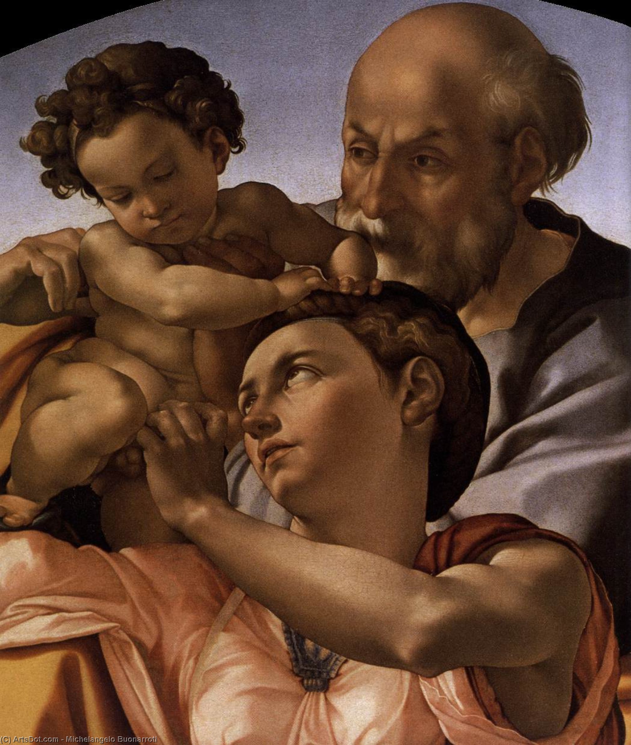 Wikioo.org – L'Enciclopedia delle Belle Arti - Pittura, Opere di Michelangelo Buonarroti - il tondo doni particolare