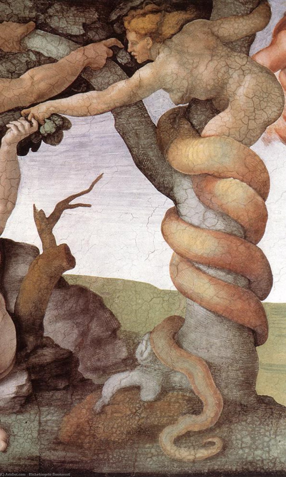 Wikioo.org - The Encyclopedia of Fine Arts - Painting, Artwork by Michelangelo Buonarroti - The Fall and Expulsion from Garden of Eden (detail) (10)