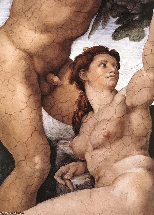 Wikioo.org – La Enciclopedia de las Bellas Artes - Pintura, Obras de arte de Michelangelo Buonarroti - la caída y la expulsión del jardín del edén ( detalle ) ( 12 )