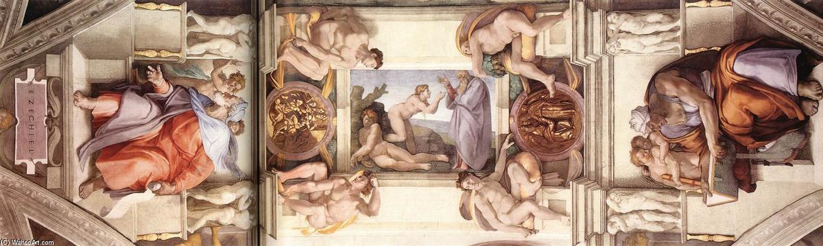 Wikioo.org – La Enciclopedia de las Bellas Artes - Pintura, Obras de arte de Michelangelo Buonarroti - El quinto Bahía  todaclasede  el  techo