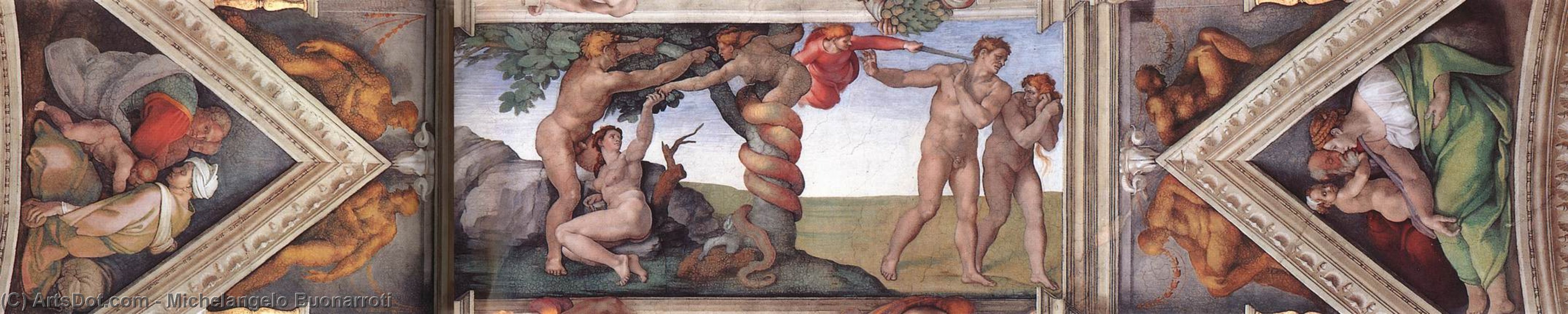 Wikioo.org - The Encyclopedia of Fine Arts - Painting, Artwork by Michelangelo Buonarroti - The fourth bay of the ceiling
