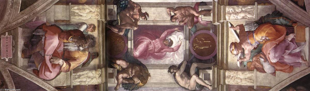 WikiOO.org – 美術百科全書 - 繪畫，作品 Michelangelo Buonarroti - 第九 海湾  的  的  天花板