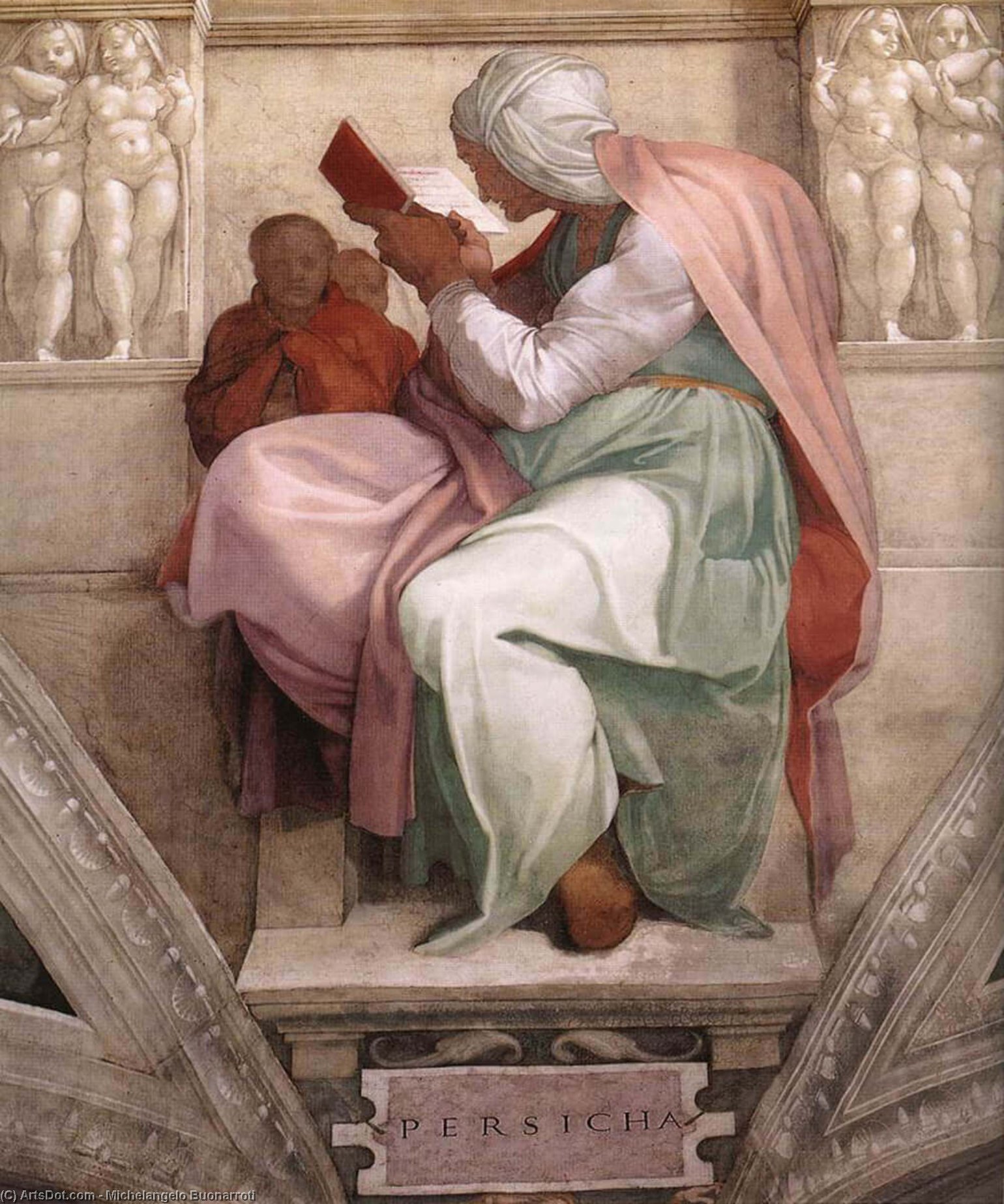 WikiOO.org - Encyclopedia of Fine Arts - Lukisan, Artwork Michelangelo Buonarroti - The Persian Sibyl
