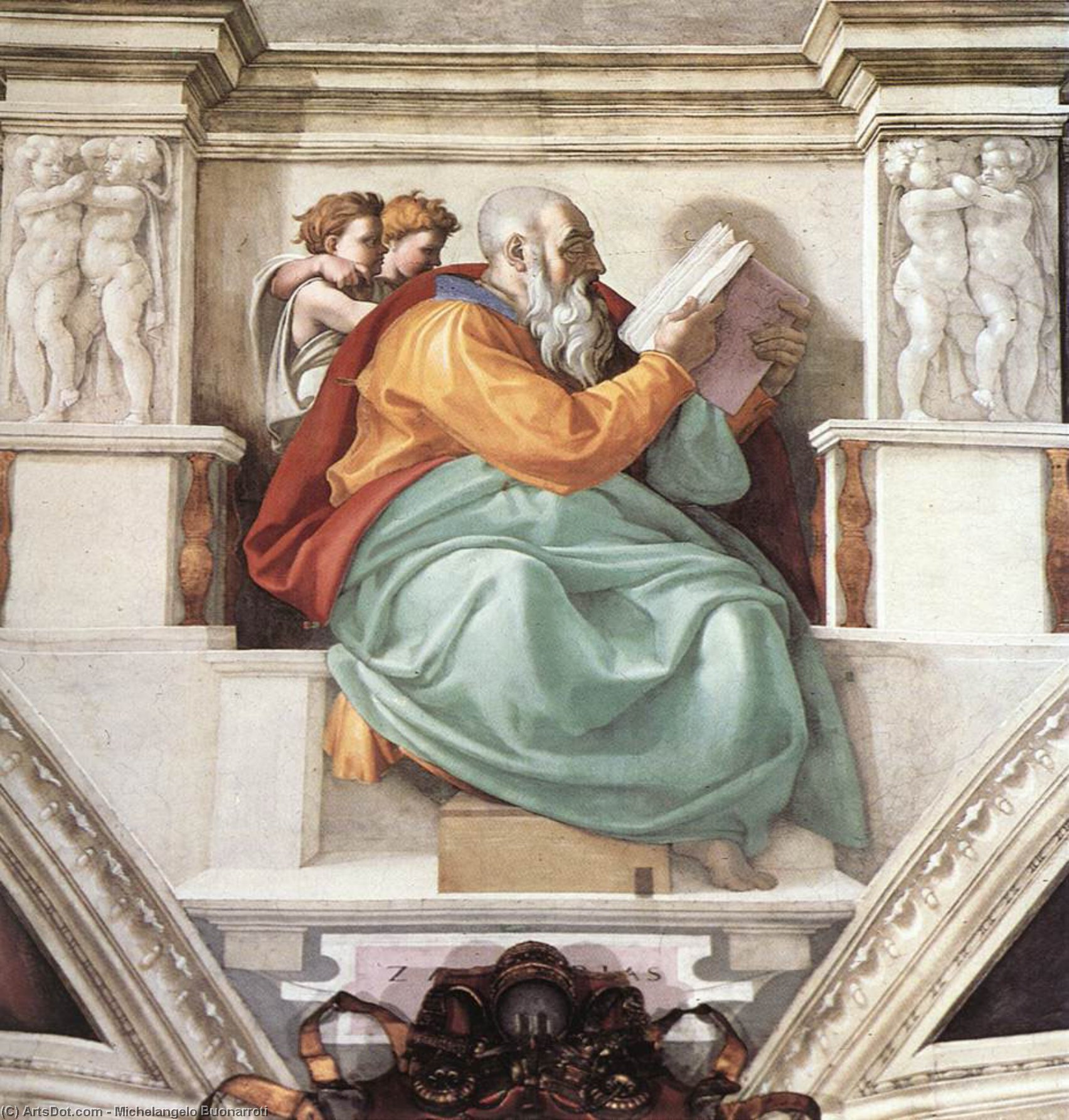 WikiOO.org - Encyclopedia of Fine Arts - Lukisan, Artwork Michelangelo Buonarroti - Zechariah