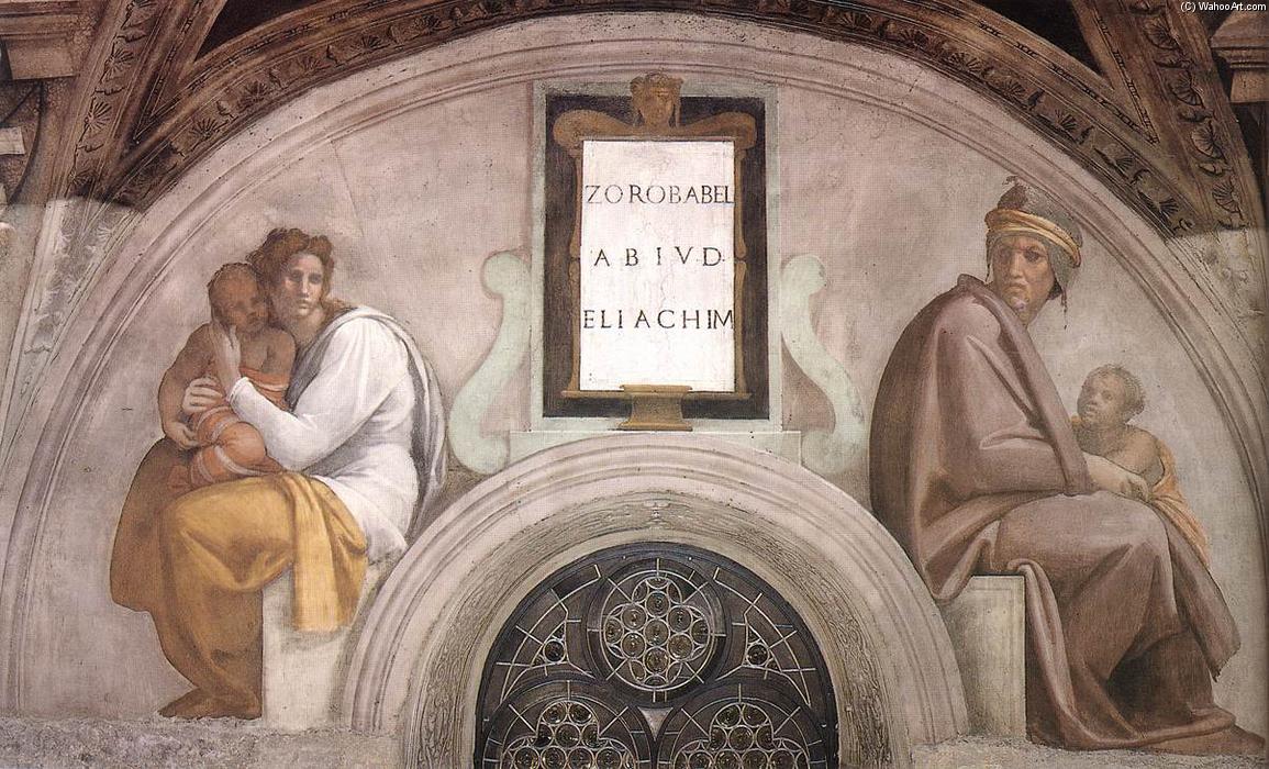 WikiOO.org - Encyclopedia of Fine Arts - Maleri, Artwork Michelangelo Buonarroti - Zerubbabel - Abiud - Eliakim