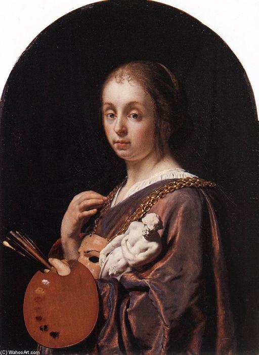 Wikioo.org - The Encyclopedia of Fine Arts - Painting, Artwork by Frans Van Mieris - Pictura (An Allegory of Painting)
