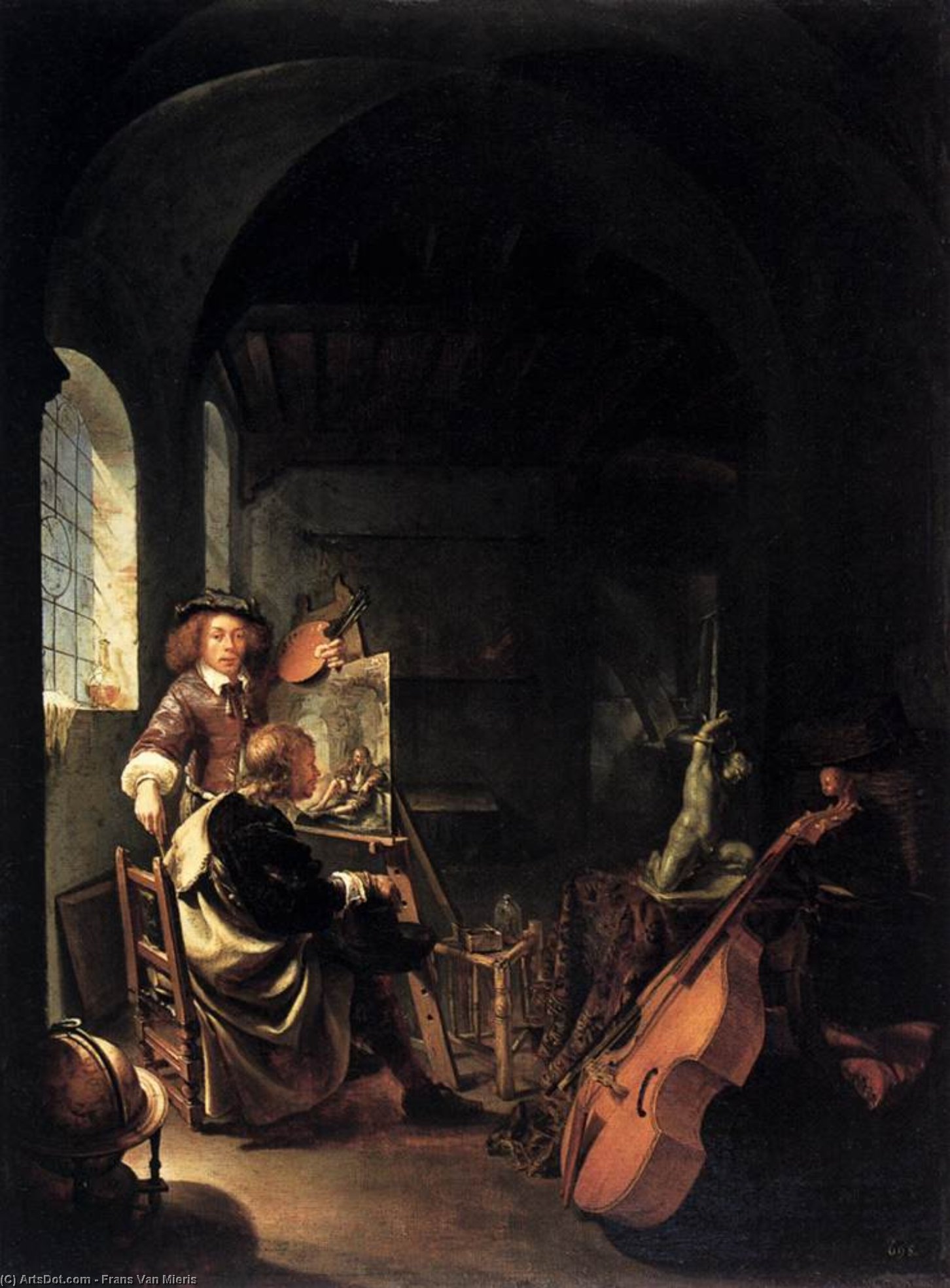 WikiOO.org - Encyclopedia of Fine Arts - Malba, Artwork Frans Van Mieris - The Painter's Studio