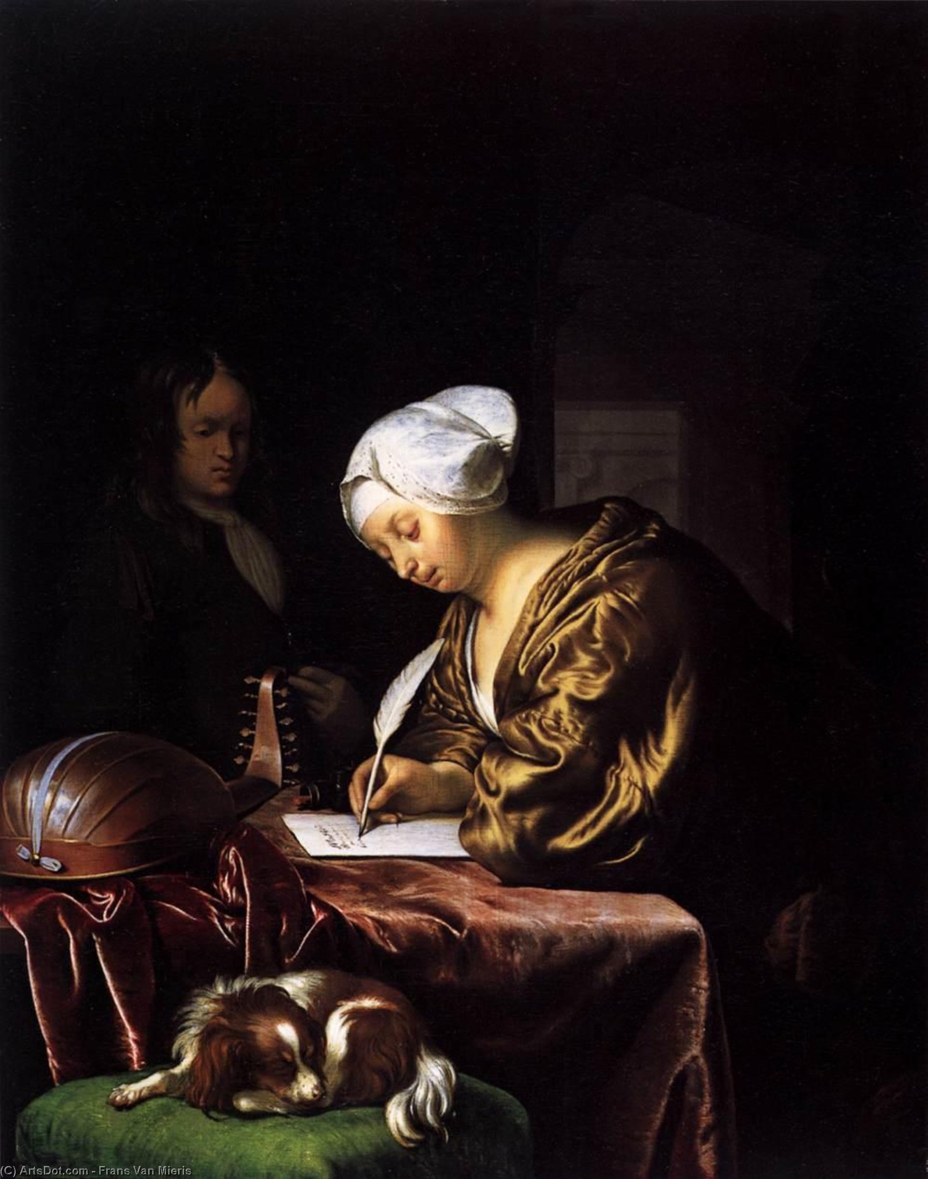 WikiOO.org - Εγκυκλοπαίδεια Καλών Τεχνών - Ζωγραφική, έργα τέχνης Frans Van Mieris - Woman Writing a Letter