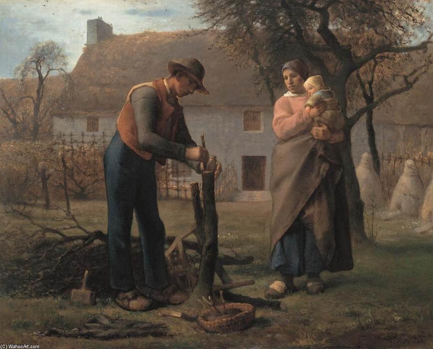 Wikioo.org - The Encyclopedia of Fine Arts - Painting, Artwork by Jean-François Millet - Farmer Inserting a Graft on a Tree
