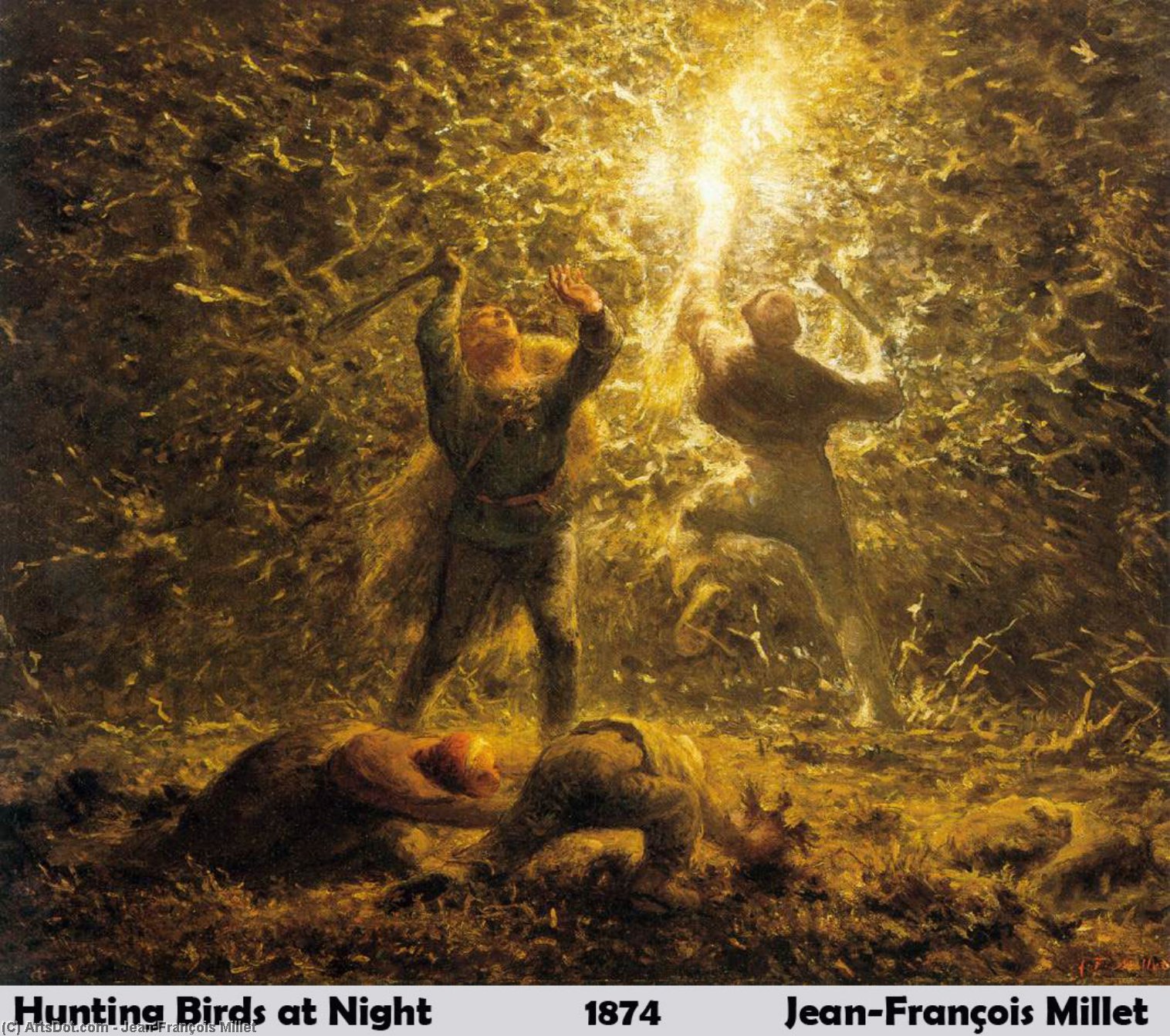 Wikioo.org - The Encyclopedia of Fine Arts - Painting, Artwork by Jean-François Millet - Hunting Birds at Night