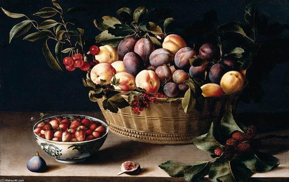 Wikioo.org – L'Enciclopedia delle Belle Arti - Pittura, Opere di Louise Moillon - ancora la vita con un Cestino famigerato Frutta