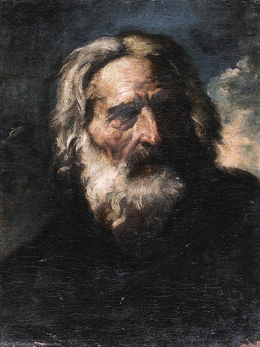 WikiOO.org – 美術百科全書 - 繪畫，作品 Pier Francesco Mola -  肖像 胡子  老  男子