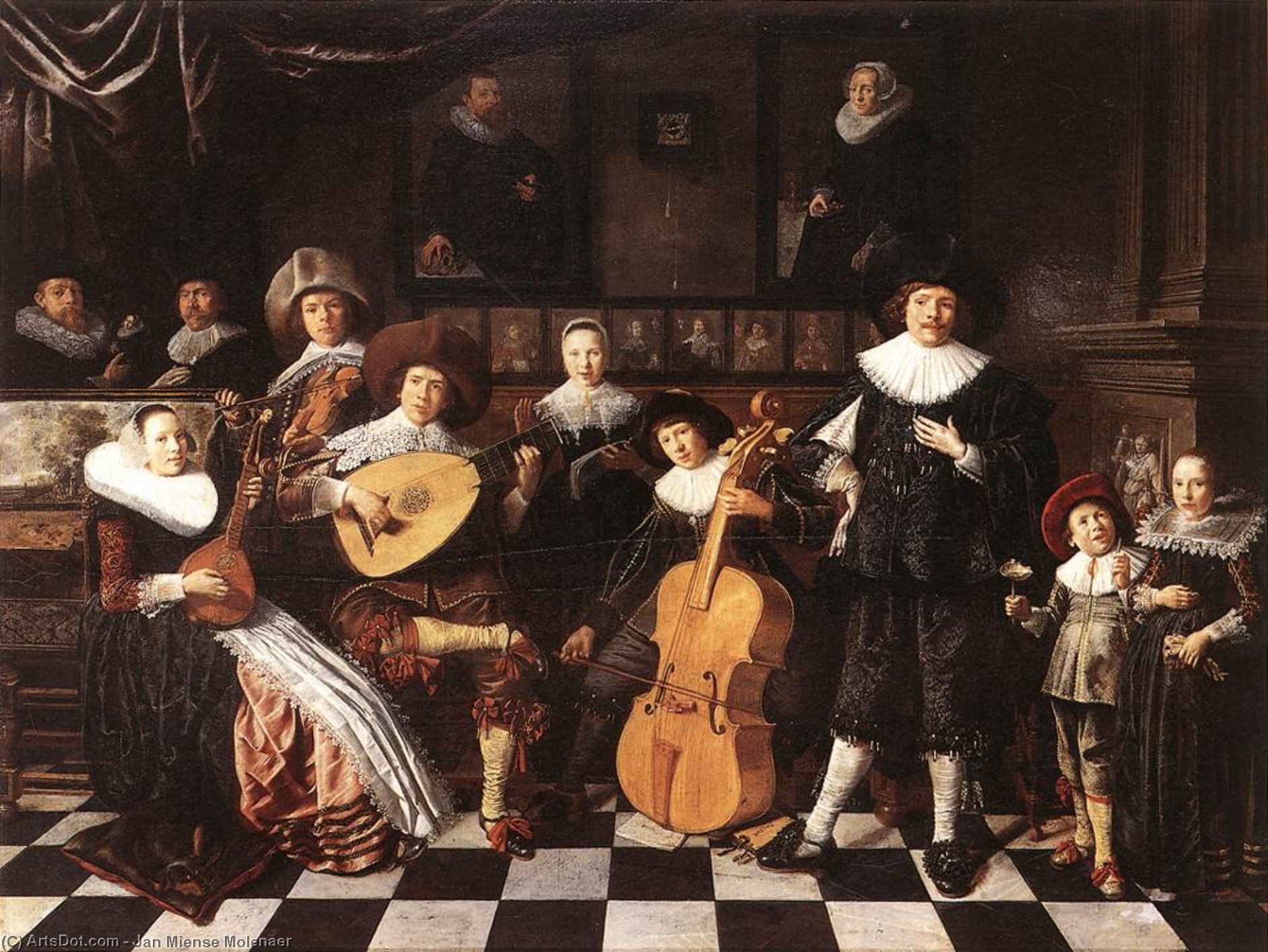 Wikioo.org - The Encyclopedia of Fine Arts - Painting, Artwork by Jan Miense Molenaer - Family Making Music