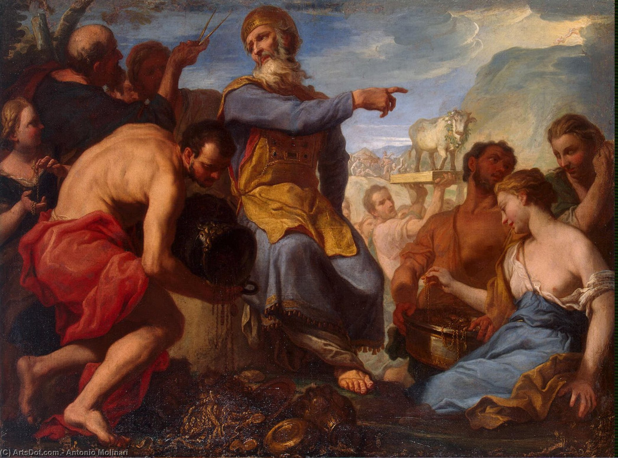 WikiOO.org - Encyclopedia of Fine Arts - Lukisan, Artwork Antonio Molinari - Adoration of the Golden Calf