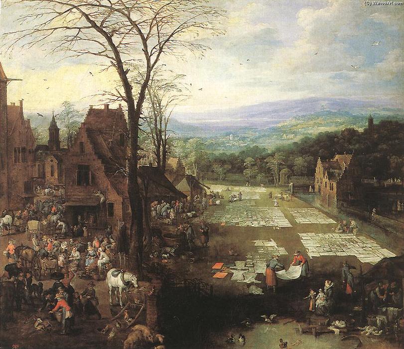 Wikioo.org - The Encyclopedia of Fine Arts - Painting, Artwork by Joos De Momper - Flemish Market and Washing Place