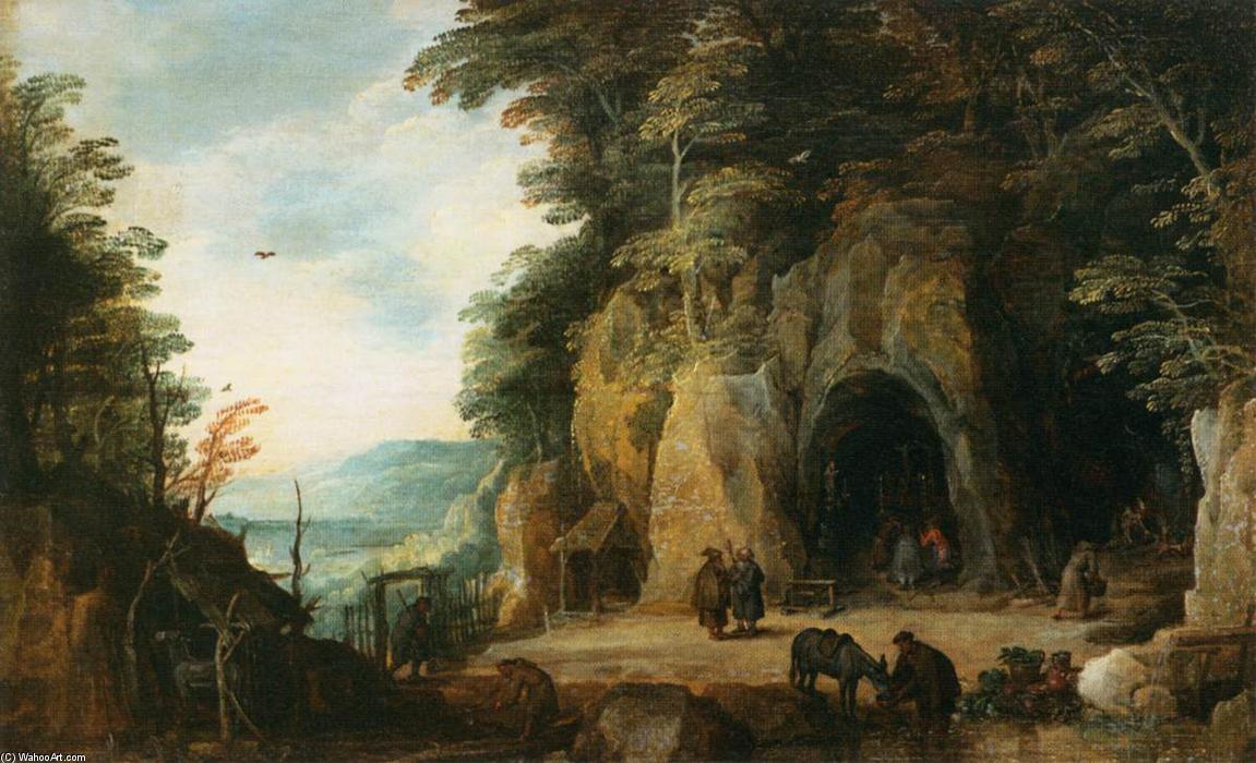 Wikioo.org - The Encyclopedia of Fine Arts - Painting, Artwork by Joos De Momper - Monk's Hermitage in a Cave