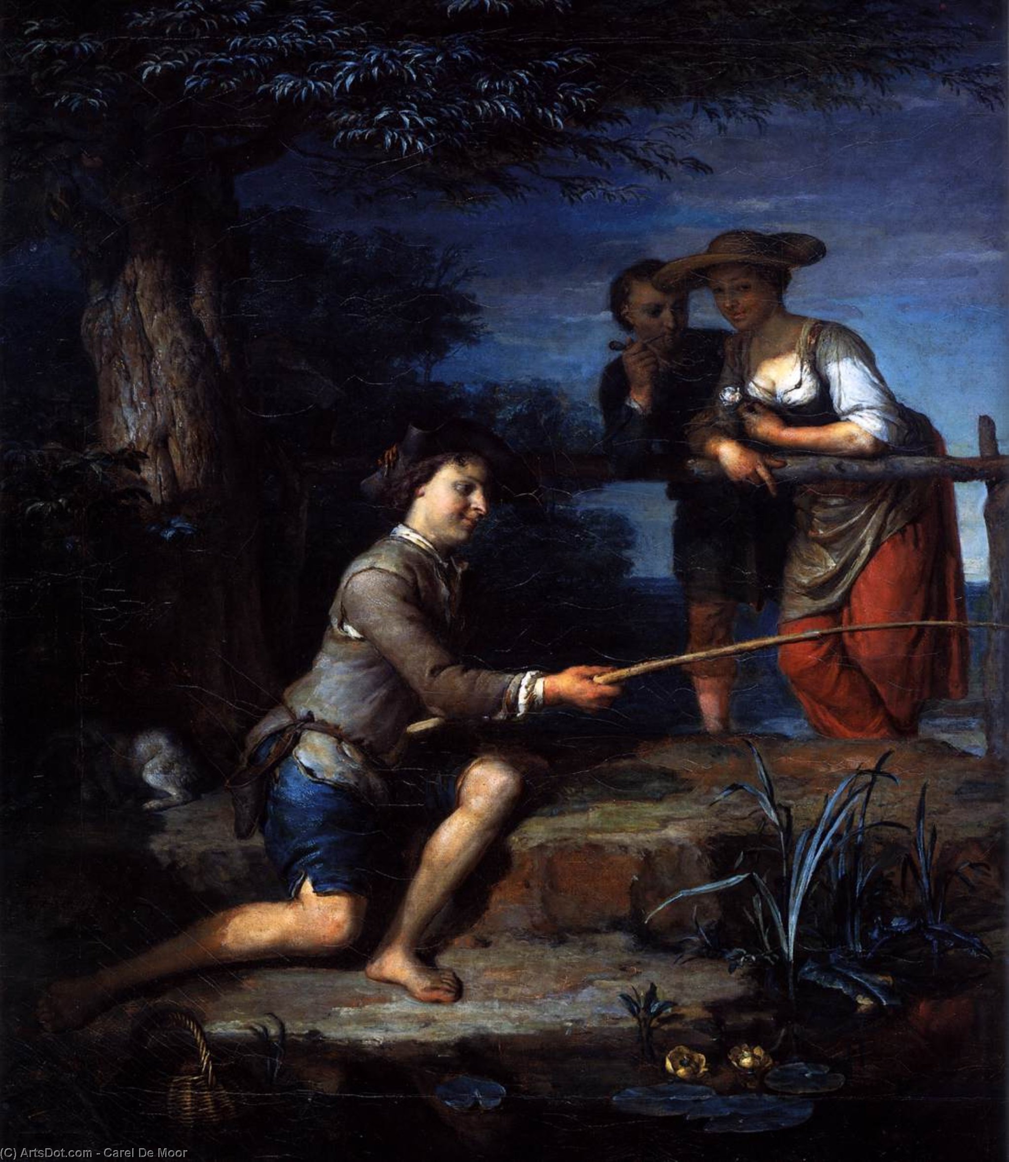 WikiOO.org - אנציקלופדיה לאמנויות יפות - ציור, יצירות אמנות Carel De Moor - Angler (detail)