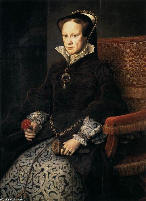 Wikoo.org - موسوعة الفنون الجميلة - اللوحة، العمل الفني Anthonis Mor Van Dashorst - Queen Mary Tudor of England