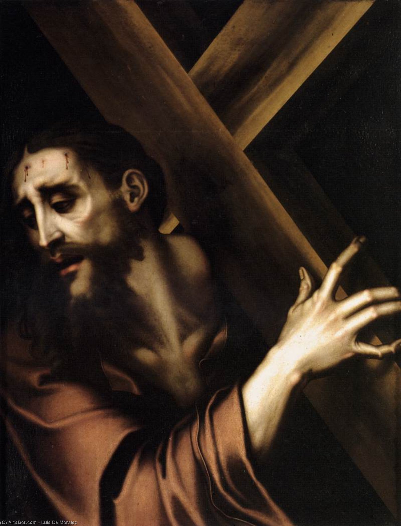 Wikioo.org – La Enciclopedia de las Bellas Artes - Pintura, Obras de arte de Luis De Morales - Cristo con la Cruz