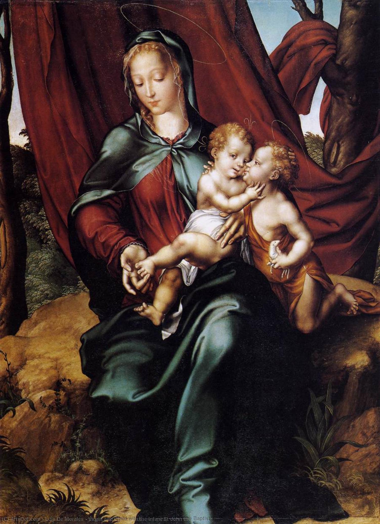 Wikioo.org - The Encyclopedia of Fine Arts - Painting, Artwork by Luis De Morales - Virgin and Child with the Infant St John the Baptist