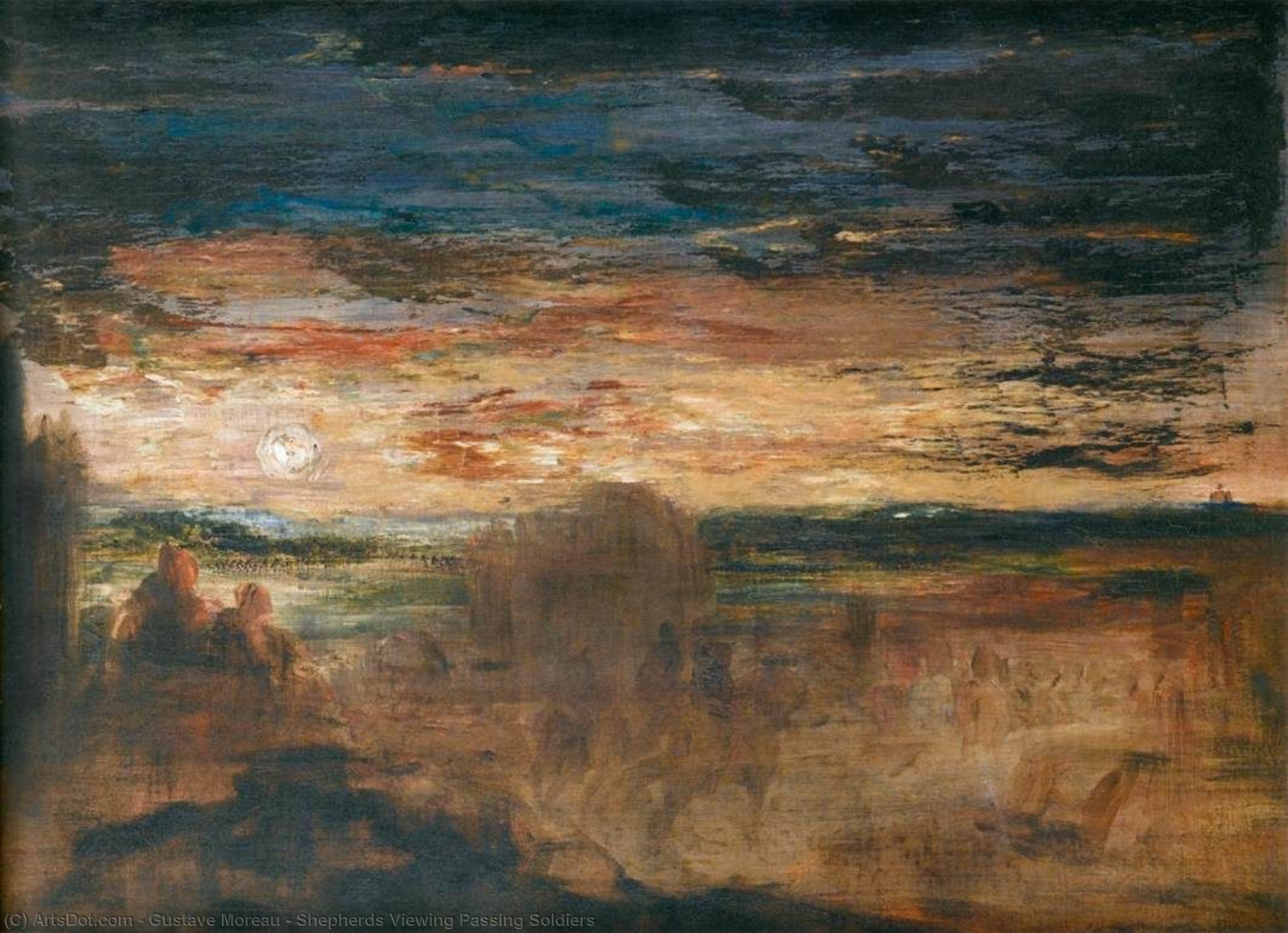 WikiOO.org - 백과 사전 - 회화, 삽화 Gustave Moreau - Shepherds Viewing Passing Soldiers
