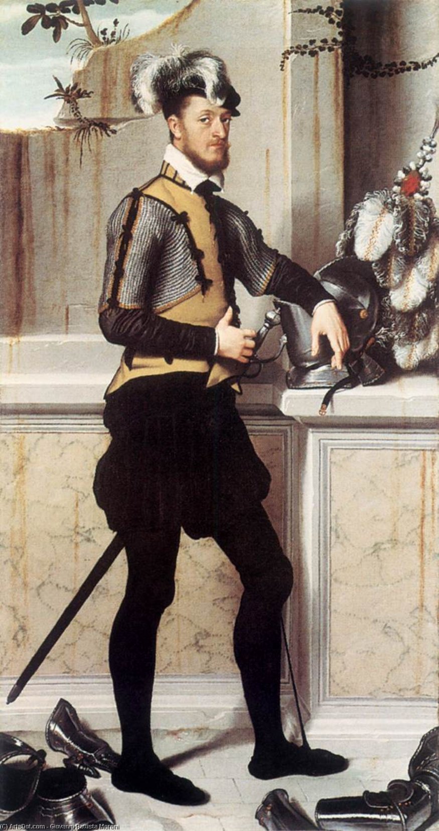 Wikioo.org – La Enciclopedia de las Bellas Artes - Pintura, Obras de arte de Giovanni Battista Moroni - Retrato de un caballero