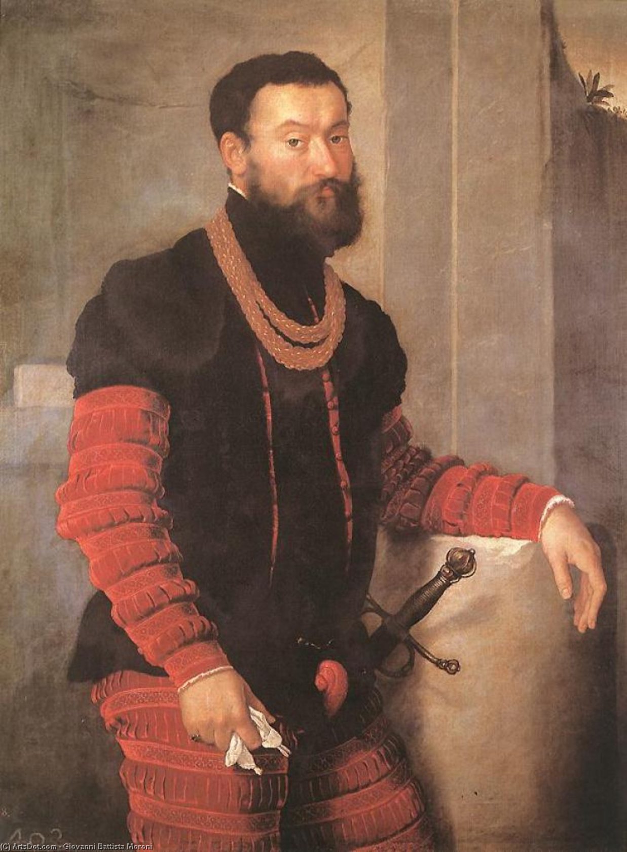 Wikioo.org – L'Encyclopédie des Beaux Arts - Peinture, Oeuvre de Giovanni Battista Moroni - portrait dun Soldat